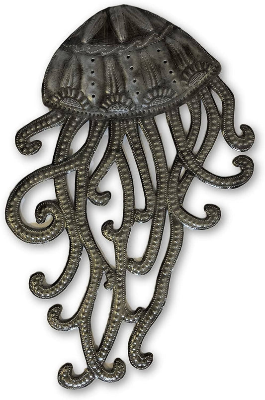 18.5" x 12" Jellyfish, Handmade Haitian Metal Art Fair Trade
