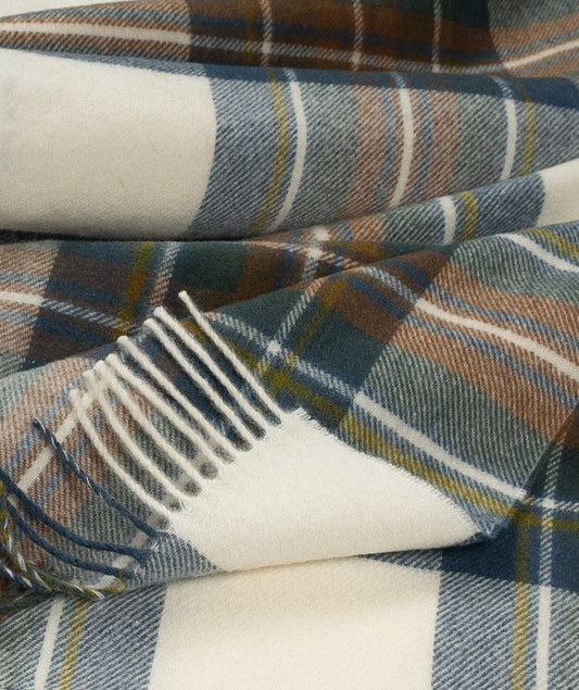Highland Tartan Tweed Merino Wool Throw - Muted Blue Stewart