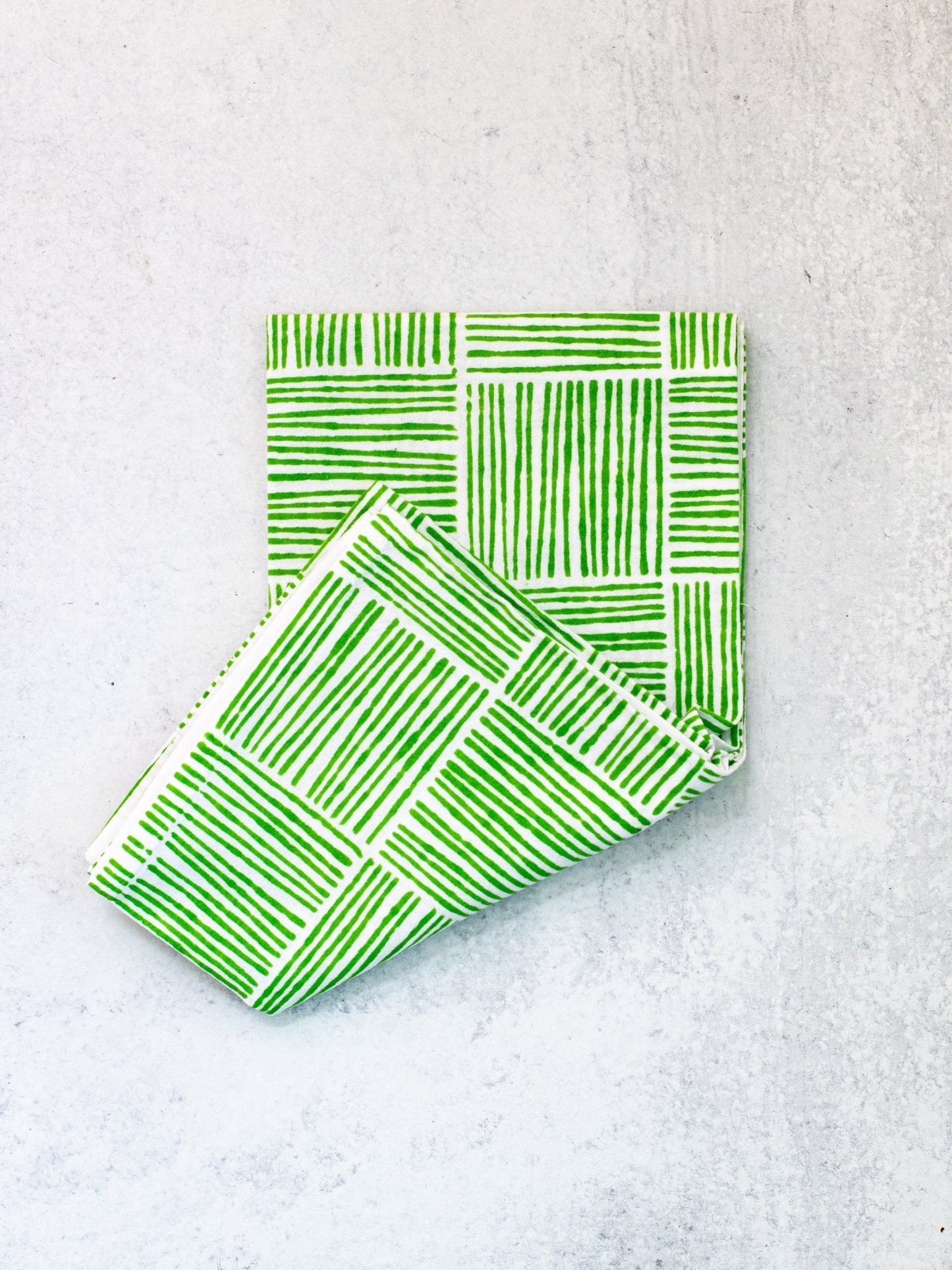 S/2 Tea Towel Set - Palmetto & Stripe, Green