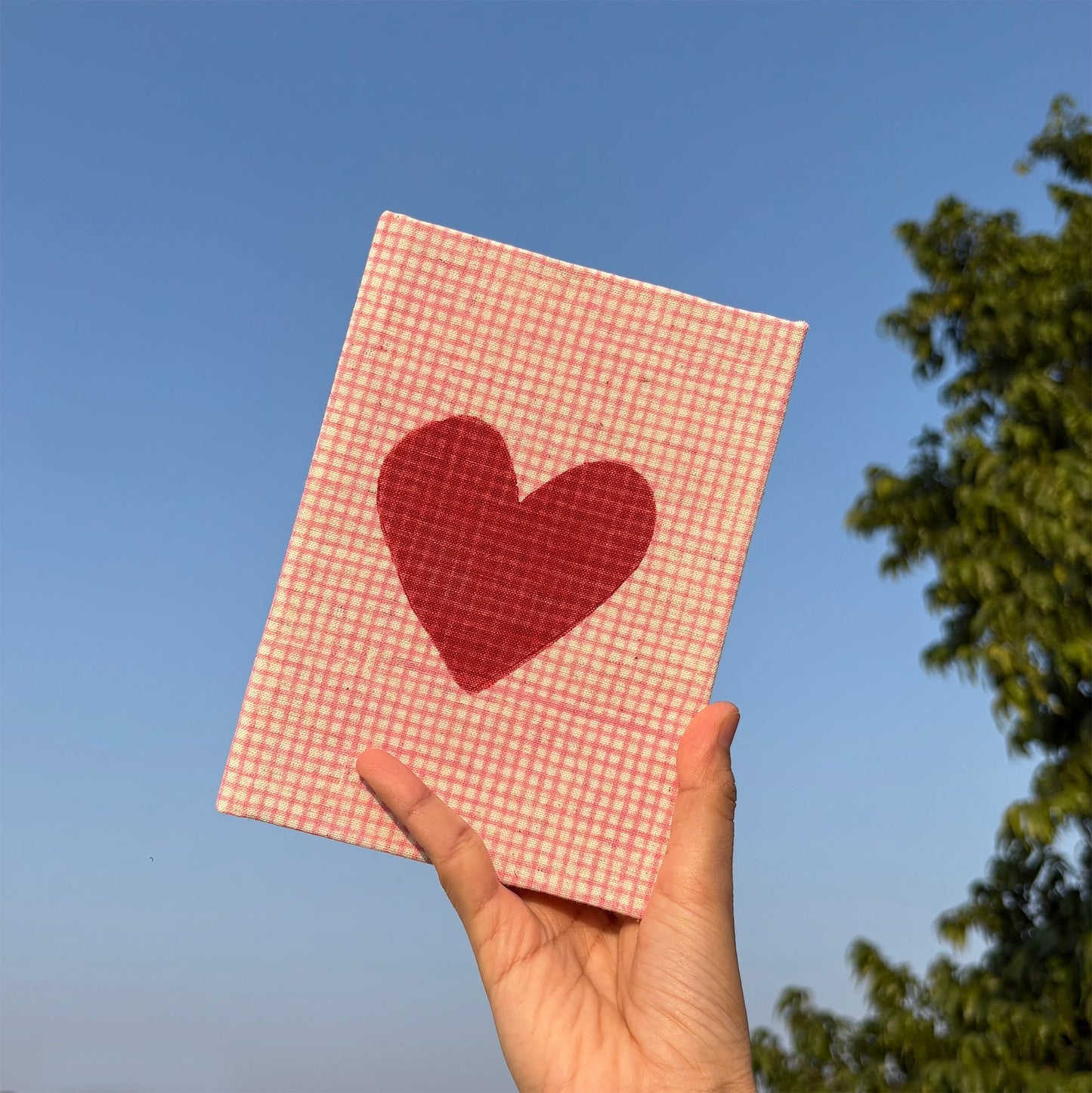 Handcrafted Sustainable A5 Diary Journal Notebook l Handmade Paper l Pink & Red Stripes