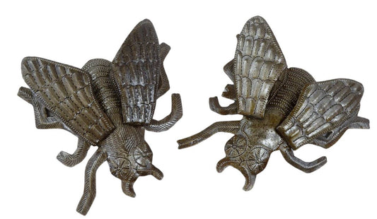 6" Metal Fly Garden Art Set of 2 Recycled Fair Trade Haiti