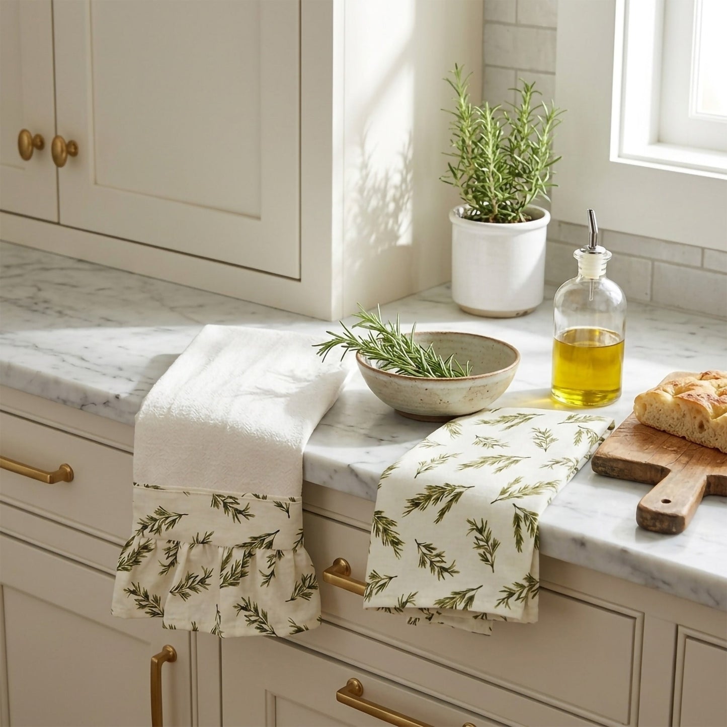 Rosemary Ruffled Kitchen Towels (Set of 2)