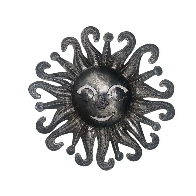 Mini Sunface, Metal Home Decor, Handmade in Haiti, 6"