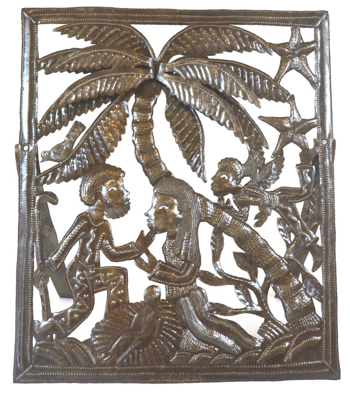 Haitian Metal Nativity Scene – Handcrafted Folk Art Christma