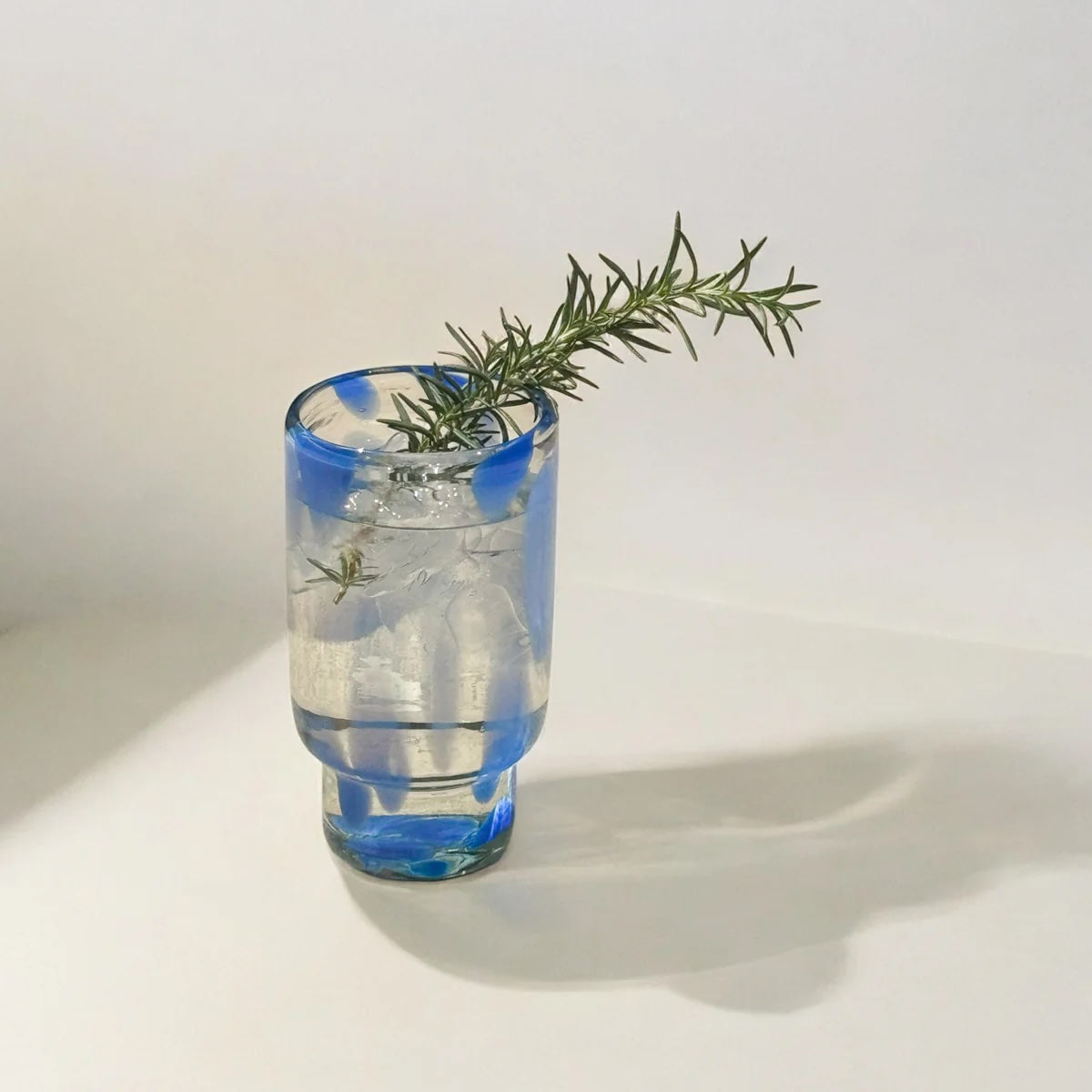 S/4 Frida Tall Stackable Glass - Blue & Clear