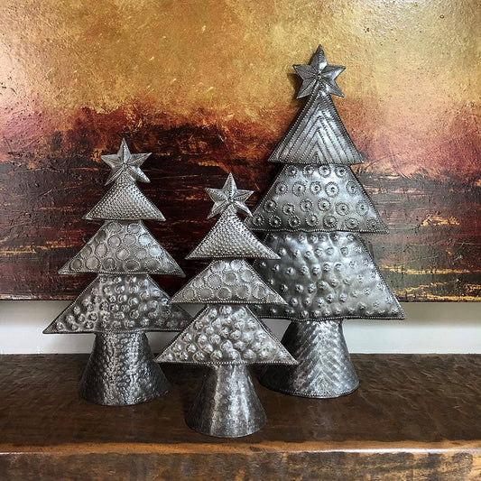 Metal Christmas Trees, Set of 3, Holiday Table Decor 11", 8.5", 7"
