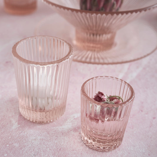 Pressed Pink Juice Glasses - Set of 4