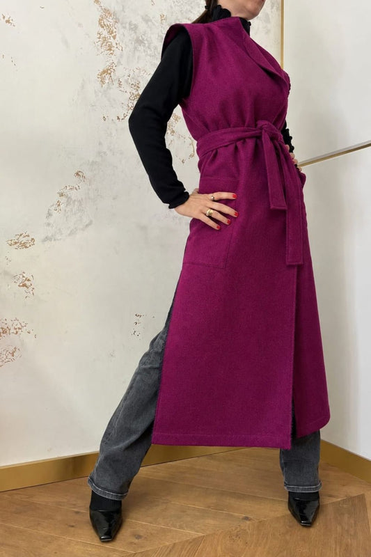 Long recycled wool vest
