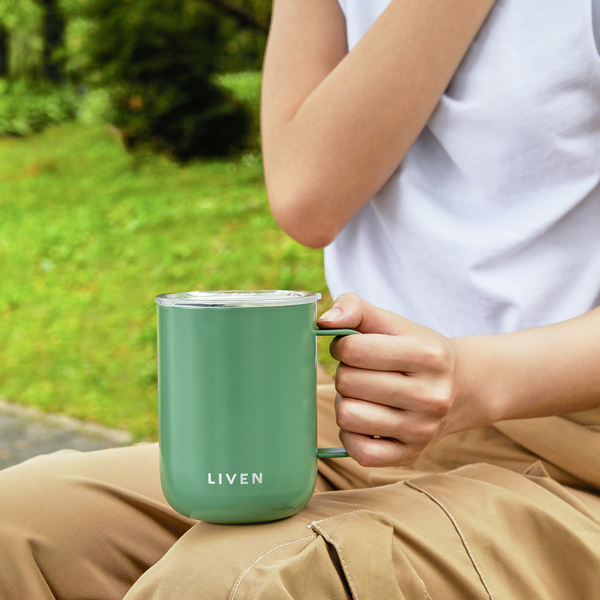 Liven Glow™ Ceramic-Coated Stainless Steel Camp Mug 16 oz