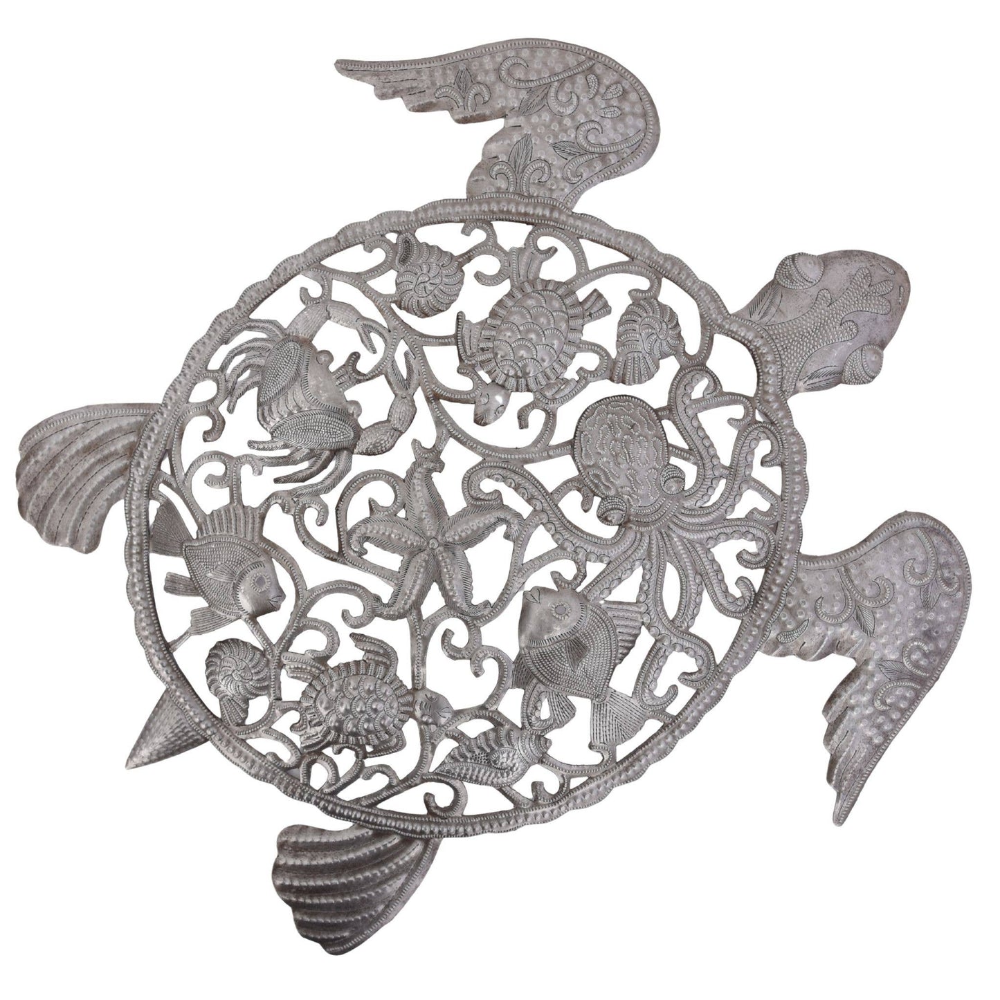 Sea Turtle Wall Art Haitian Metal Coastal Beach Decor 24x22