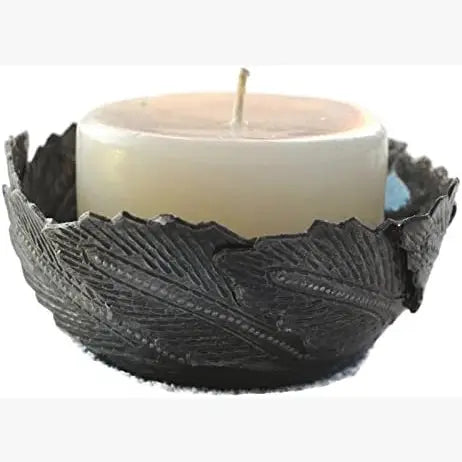 Metal Votive Candle Holder Leaf 4" x 2"