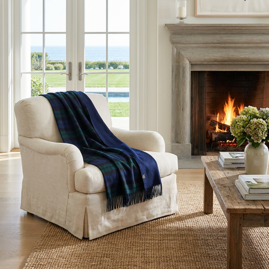 Prince of Scots Double Merino Wool Reversible Throw – Black Watch Tartan