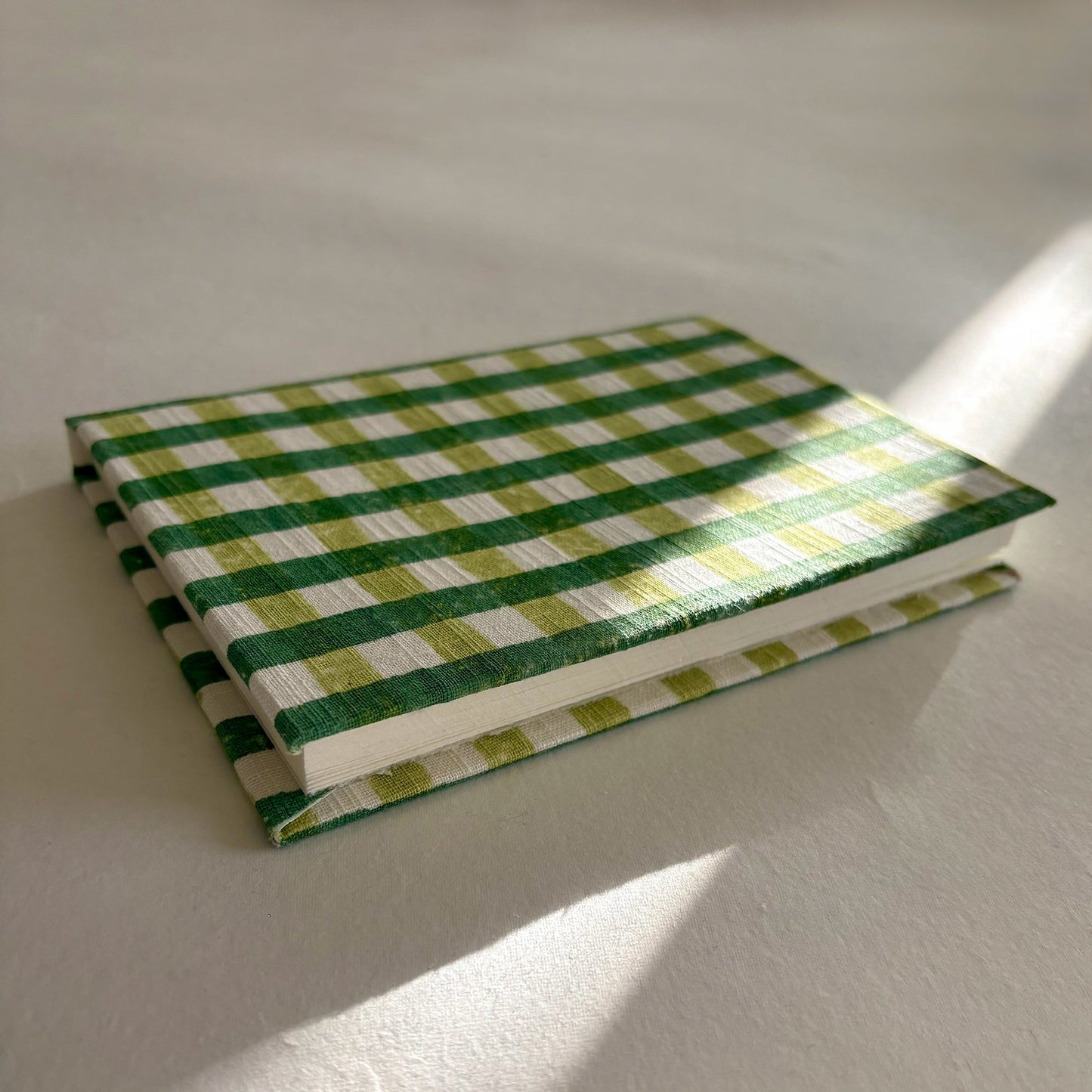 Handcrafted Sustainable A5 Diary Journal Notebook l Handmade Paper l Green Checks