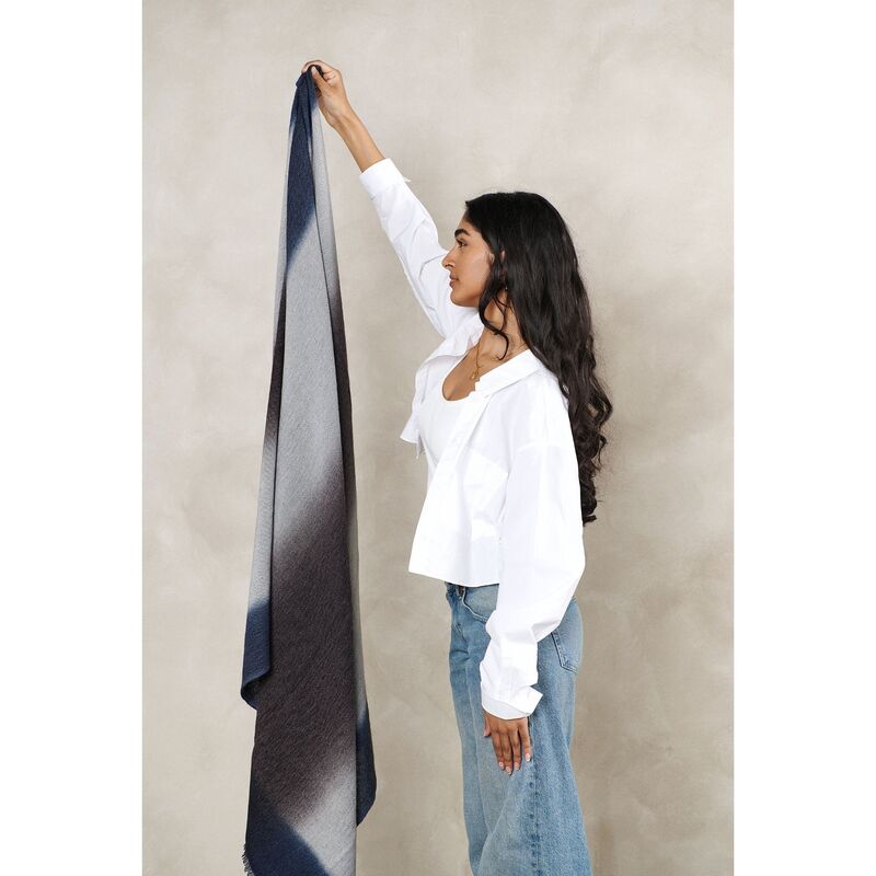 Moonstruck Blue Gray Handloom Handspun Merino Throw