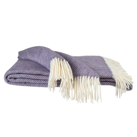 Southampton Home Merino Wool Herringbone Throw - Lavender