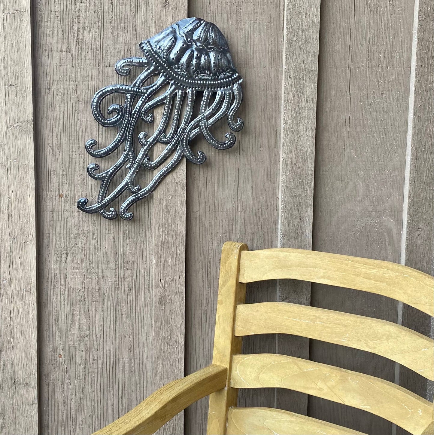18.5" x 12" Jellyfish, Handmade Haitian Metal Art Fair Trade