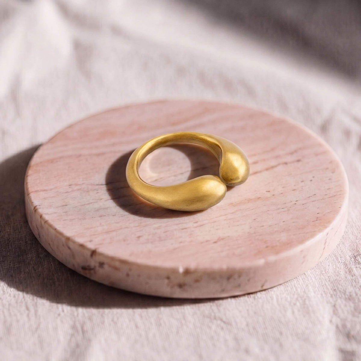 Teardrop Petal Brass Open Ring for Women | Asali