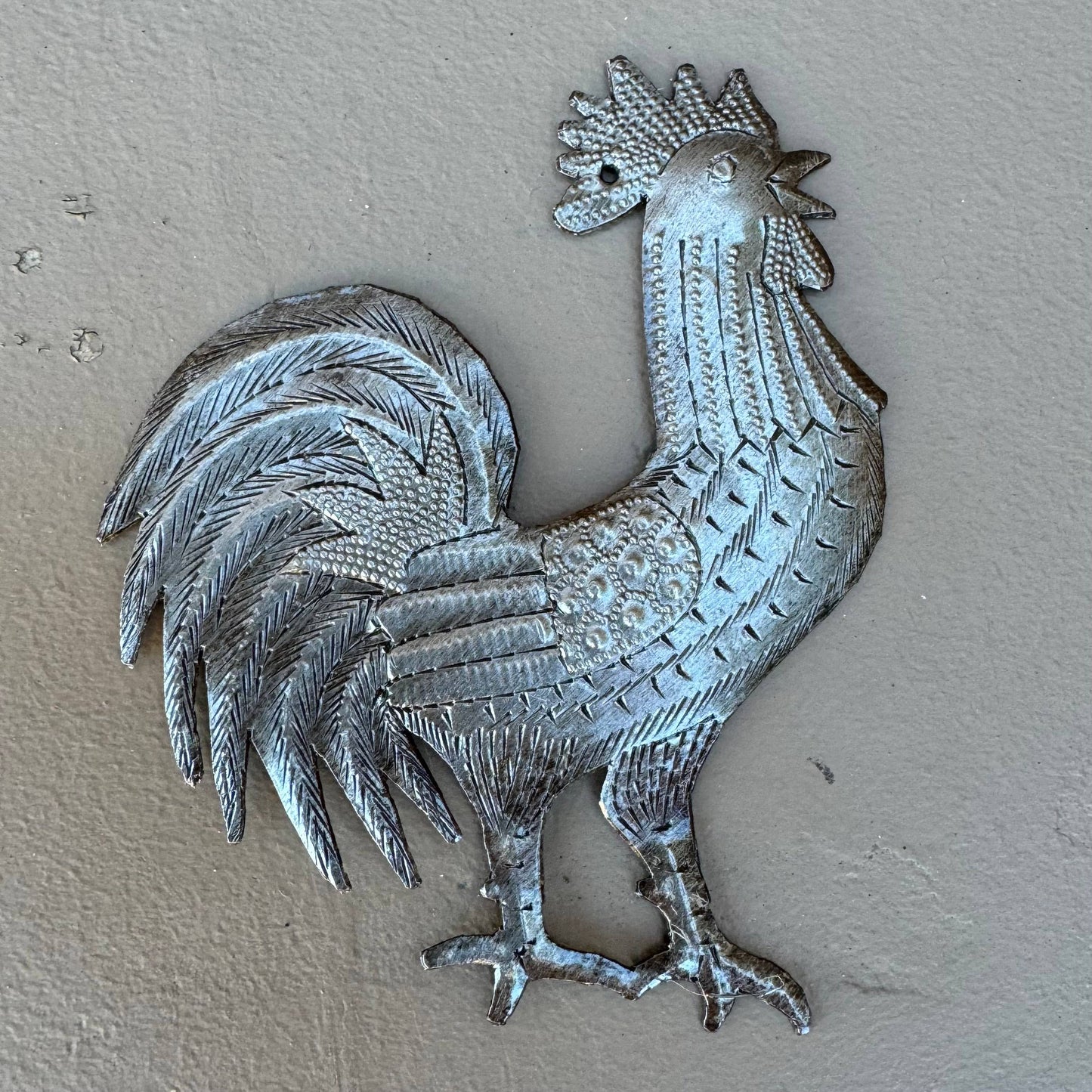 Farm Rooster, Handmade Christmas Ornament, Haiti 5" x 4.25"