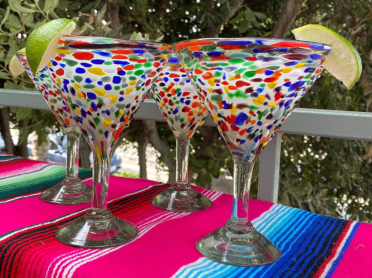 Confetti Rock Modern Margarita Glasses - Martini Style - Set of 4