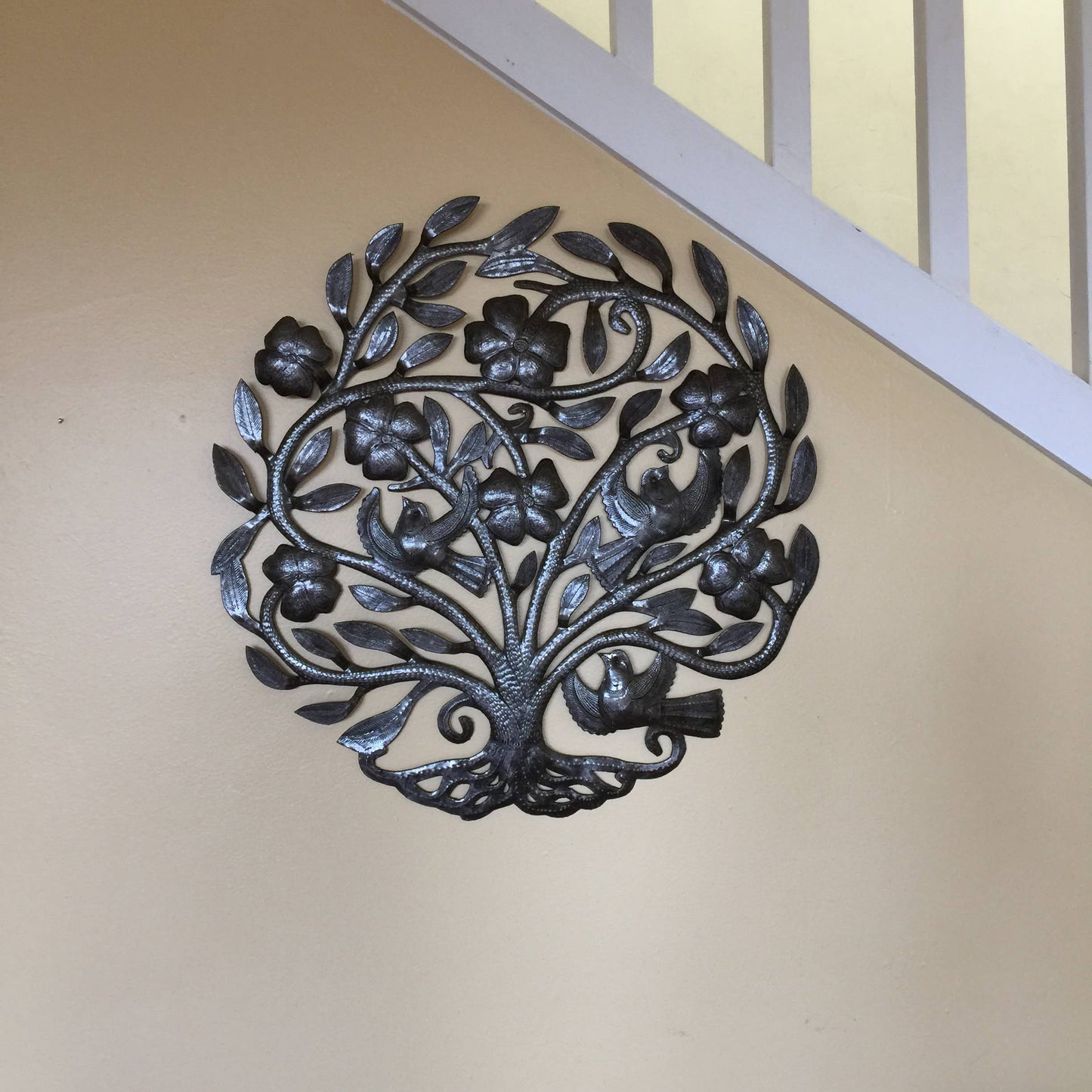 23" Musical Floral Tree of Life Metal Wall Hanging Art Haiti Indoor Outdoor Sculpture