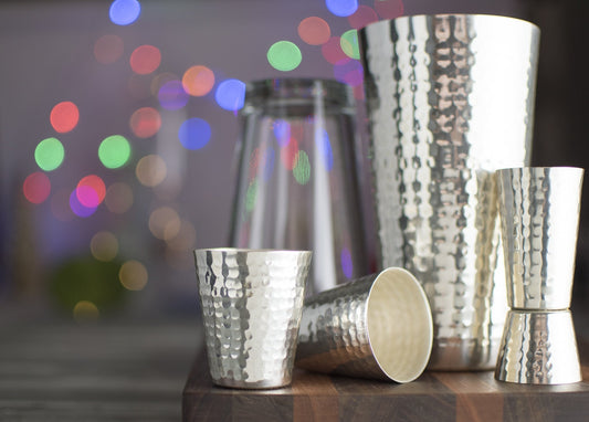 Prince of Scots Hammered Boston Style Shaker Set ~ Silver Plate