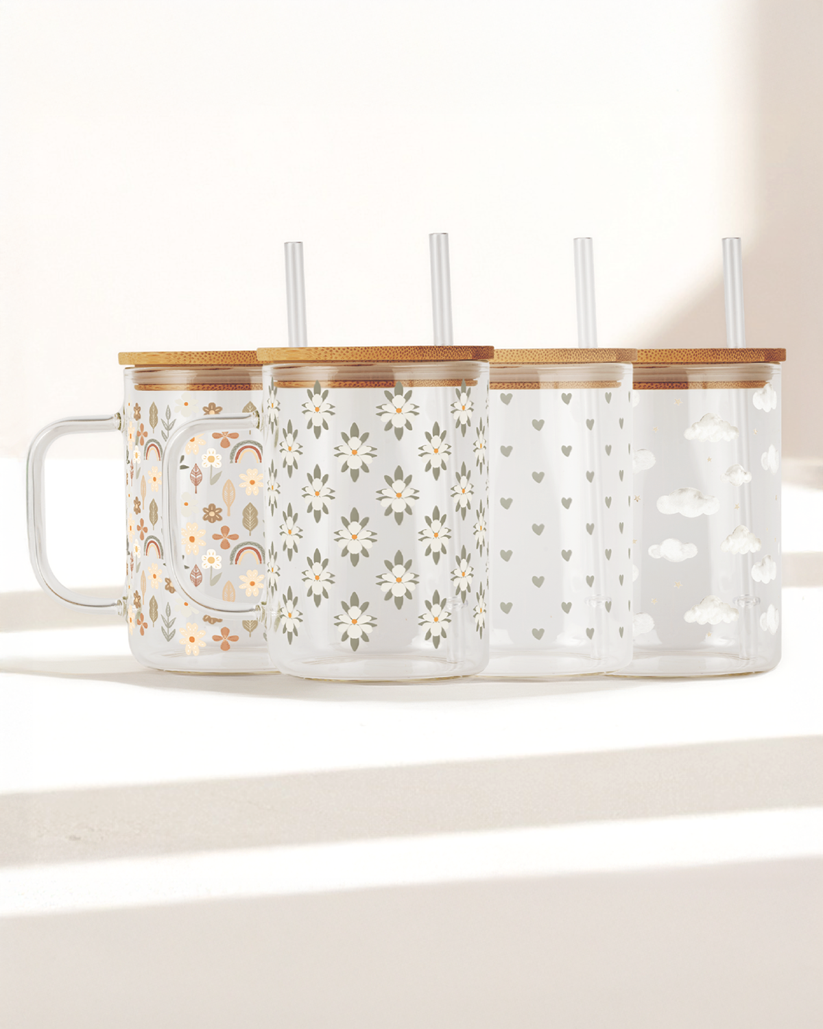 Soft Neutrals 17oz Glass Mug Set