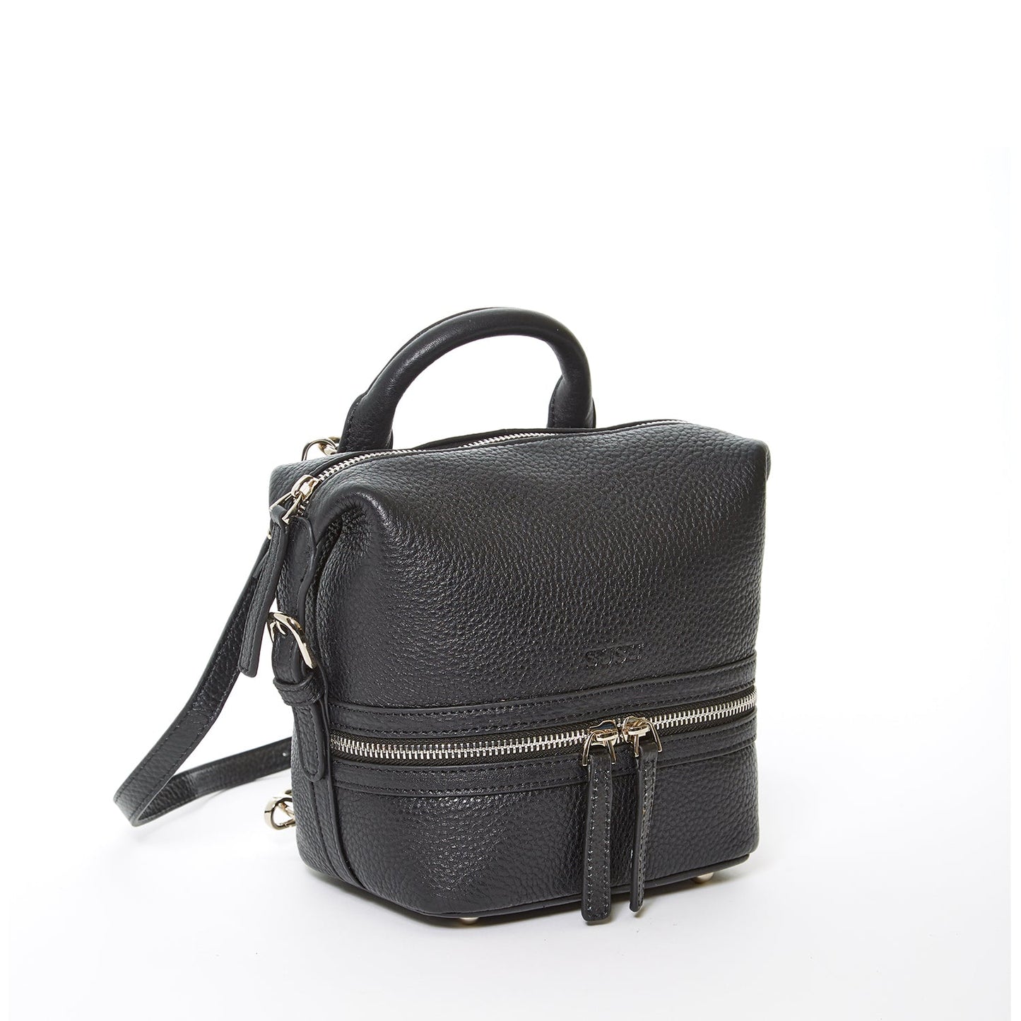 SUSU Black Leather Backpack Purse for Women Convertible Crossbody Bag Medium Size with Front and Back Pockets