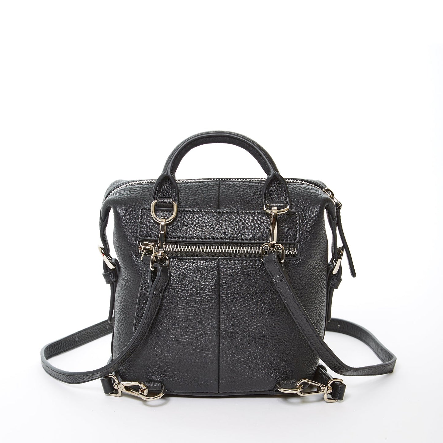SUSU Black Leather Backpack Purse for Women Convertible Crossbody Bag Medium Size with Front and Back Pockets