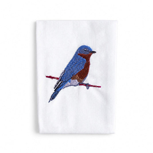 Bird Embroidered Cotton Cloth Napkins - Handmade Set #birds_bluebird