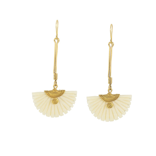 Brass & White Horn Drop Earrings for Women | Koa #color_white