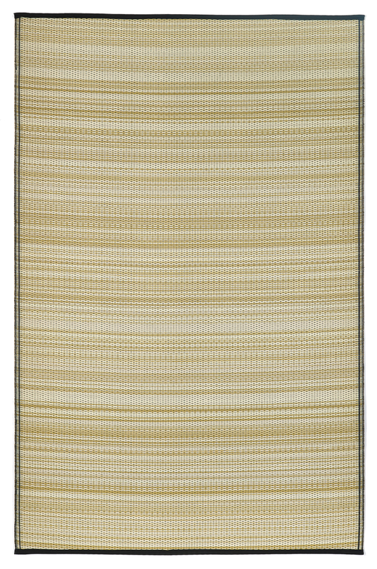 Cancun Shadow - Sand & Black Striped Outdoor Rug for Patio