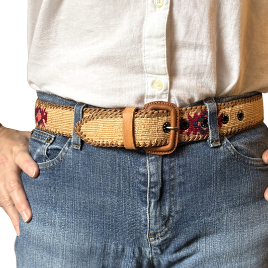 Cream Handwoven Guatemalan Whip-Stitched Belt