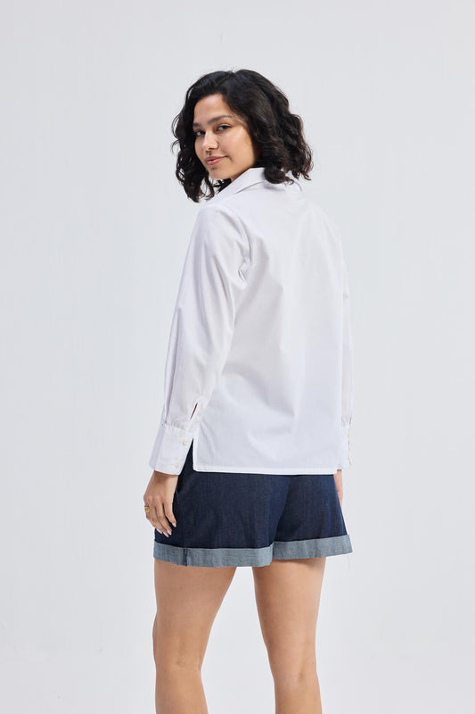 Crisp Details Button-down Shirt in White Back