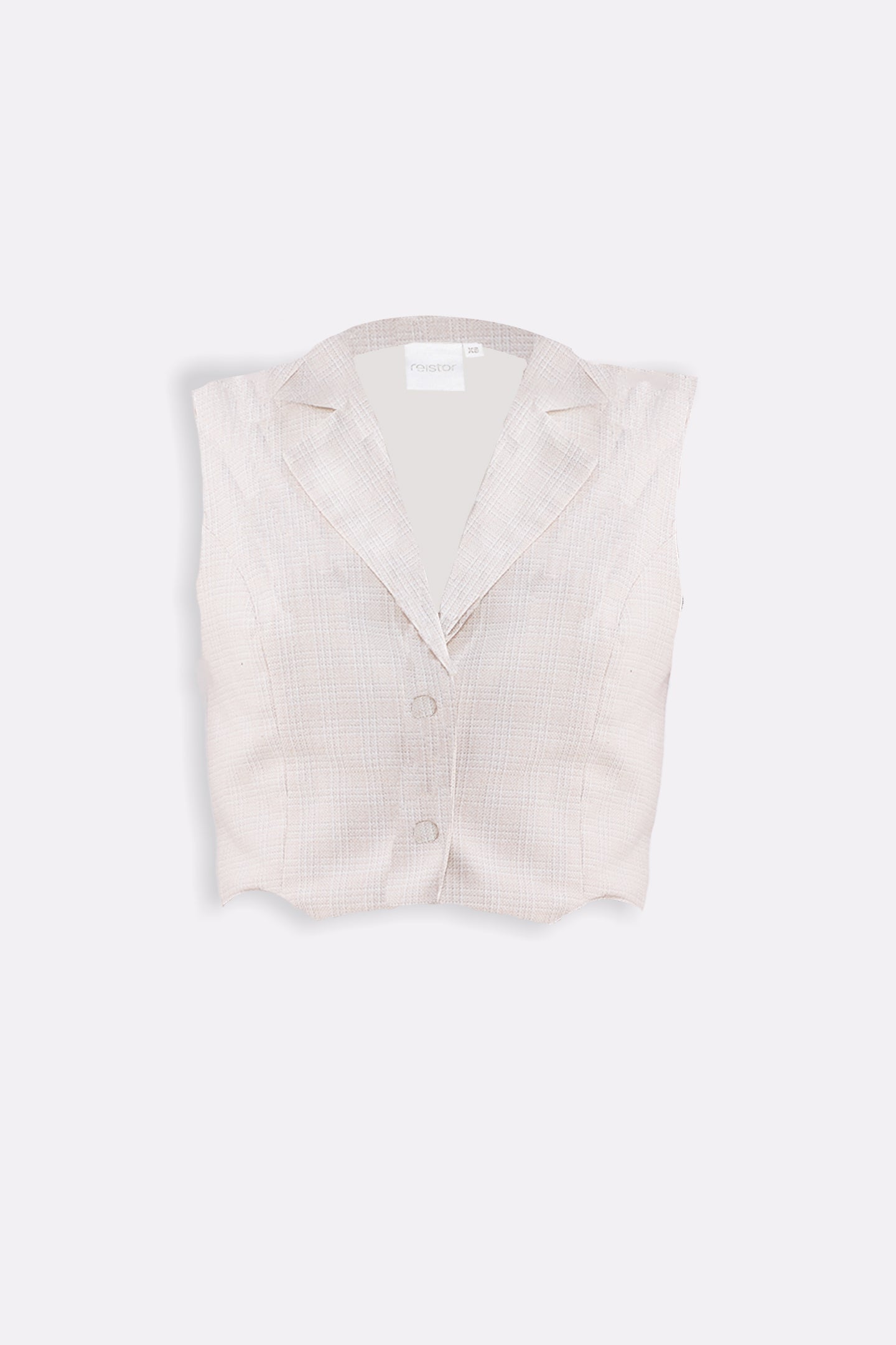 Cropped Cotton Tweed Vest in Cream Flat Lay