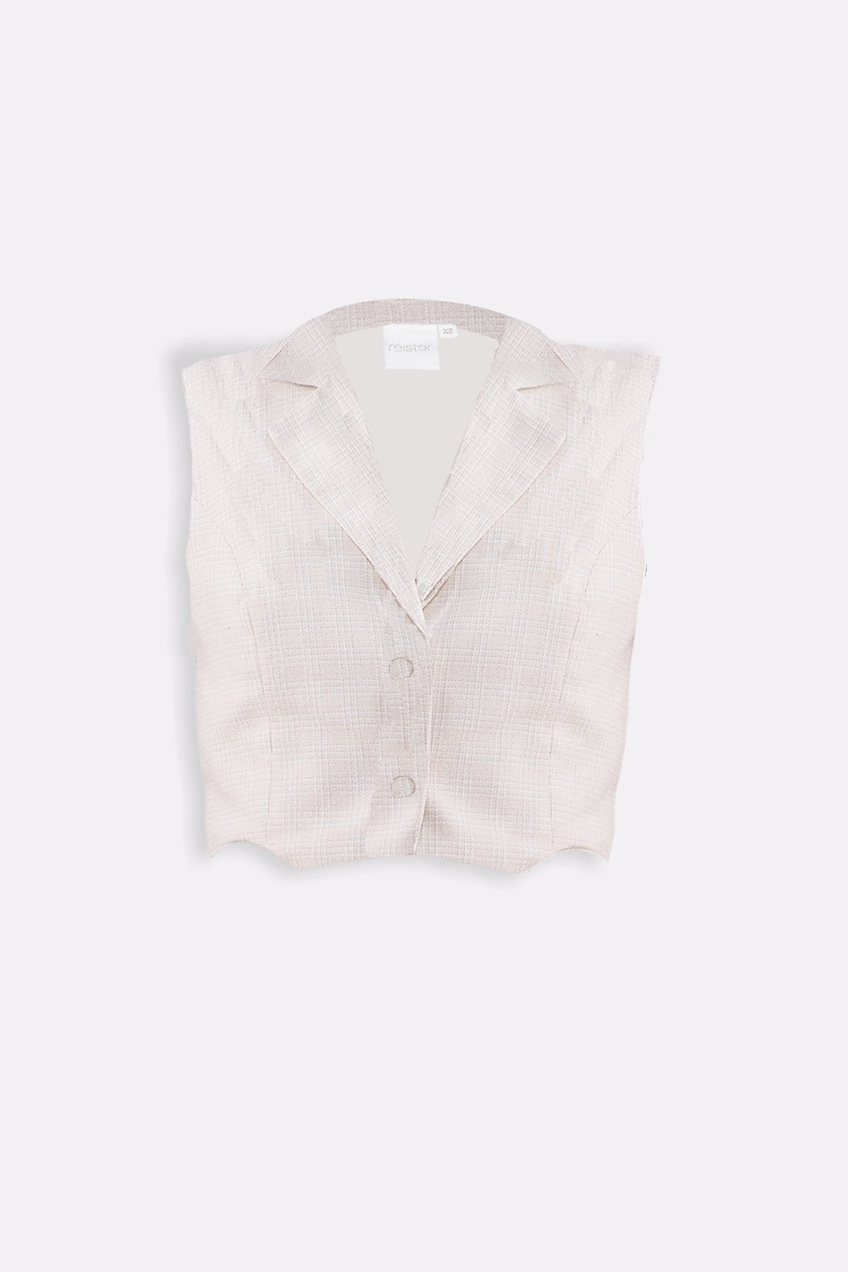 Cropped Cotton Tweed Vest in Cream Flat Lay