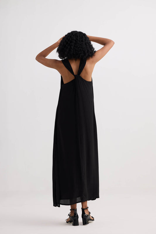 Crossed in Chic Sleeveless Maxi Dress in Black Back