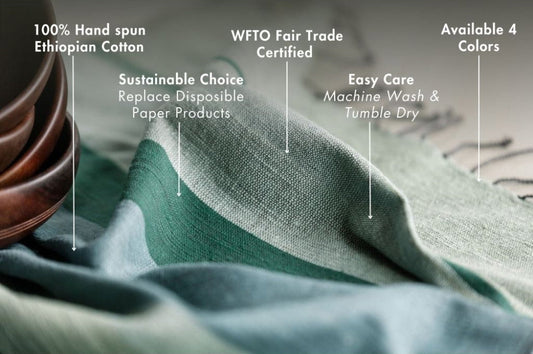 Dalol kitchen towel in steel blue with key features