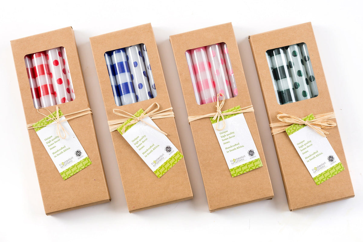 Blue Dots & Stripes Tapers - Gift Box of 4