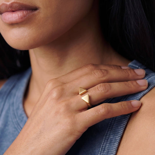 Adjustable Double Triangle Open Ring | Mimi EcoDunia