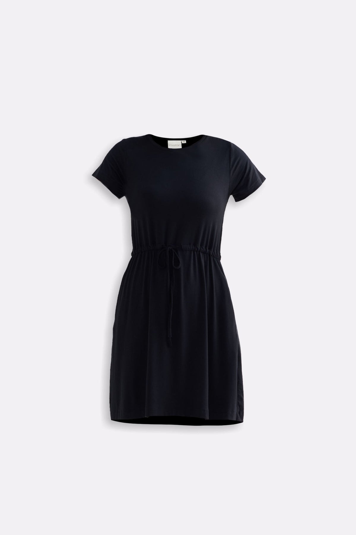 Drawstring Short T-shirt Dress in Black Flat Lay