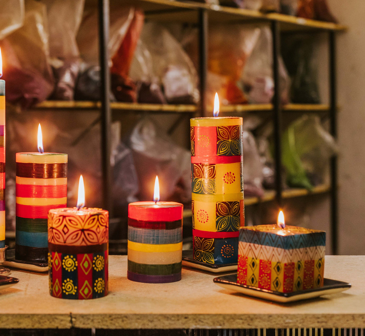 Desert Rose Painted Candles