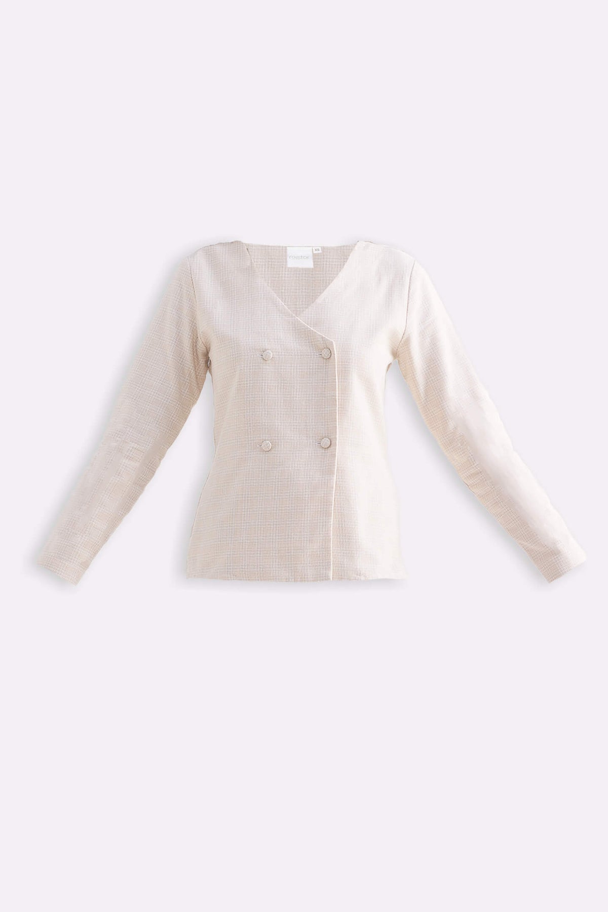 Fitted Cotton Tweed Jacket in Cream Flat Lay