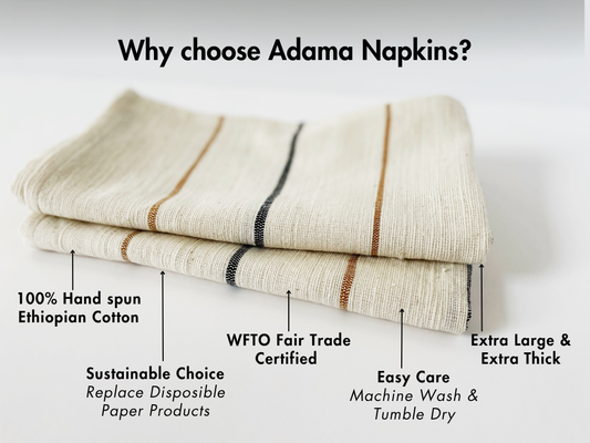 Adama Handwoven Ethiopian Cotton Napkins | Set of 2