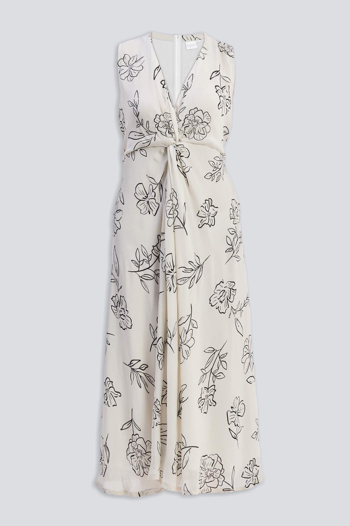 Front Twist Maxi dress in Black Florals Flat Lay