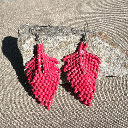 Ceramic Bead Earrings - Leaf-Shaped (More Colors Available)