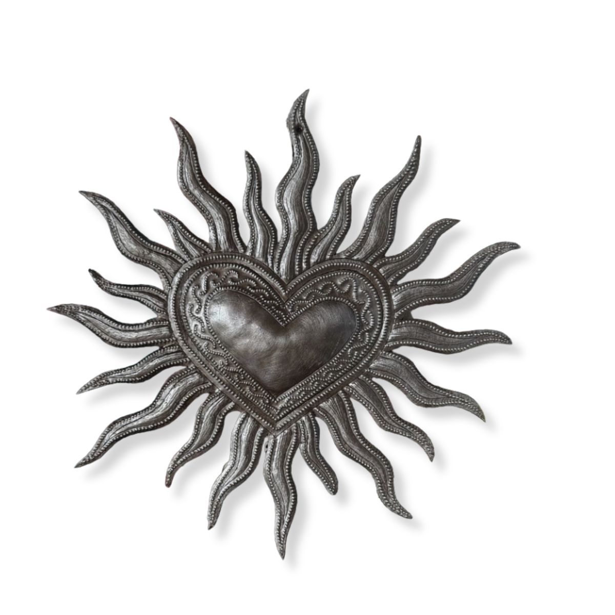 Fair Trade Haitian Metal Sacred Heart Wall Art – 8" x 8"