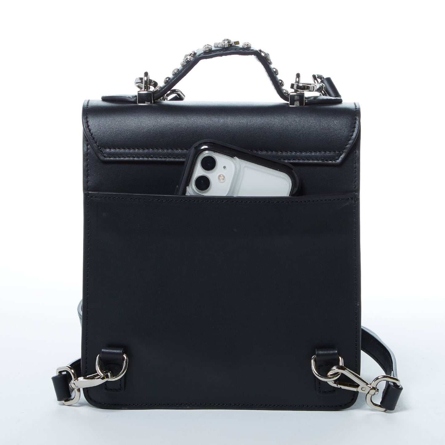 SUSU Convertible Leather Backpack Purse Black Crossbody Bag Women's Handbag