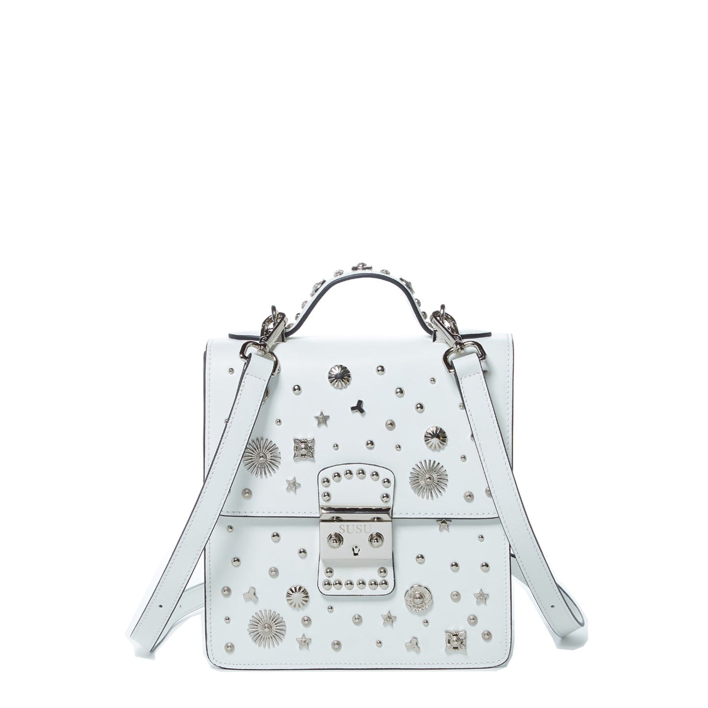 SUSU Convertible Leather Backpack Purse White Crossbody Bag Women's Handbag
