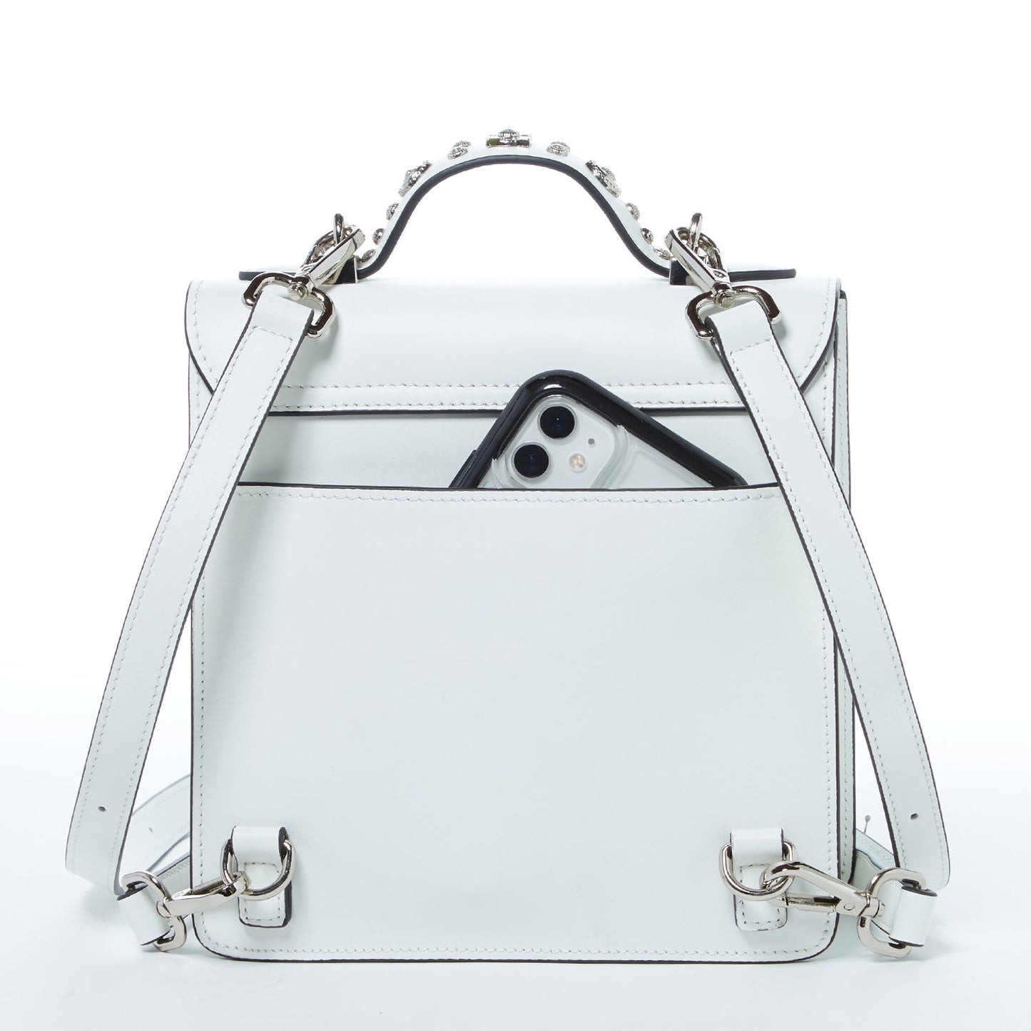 SUSU Convertible Leather Backpack Purse White Crossbody Bag Women's Handbag