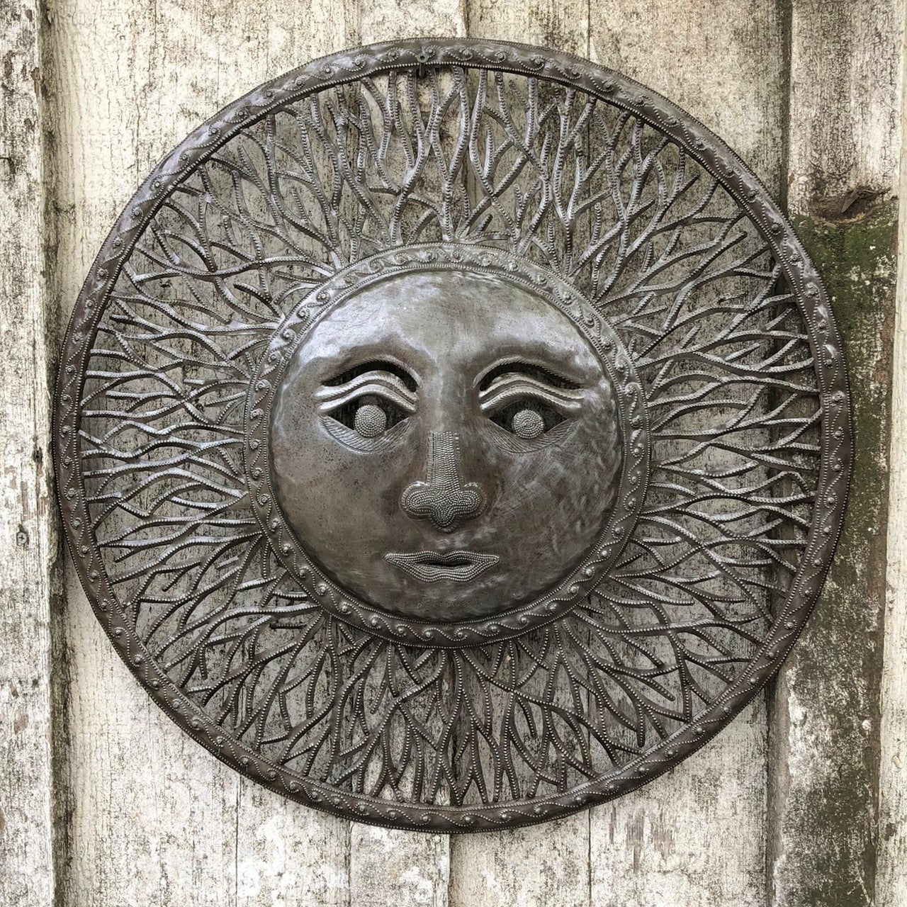 Haitian Metal Sun, Whimsical Handmade Fair-trade 23"